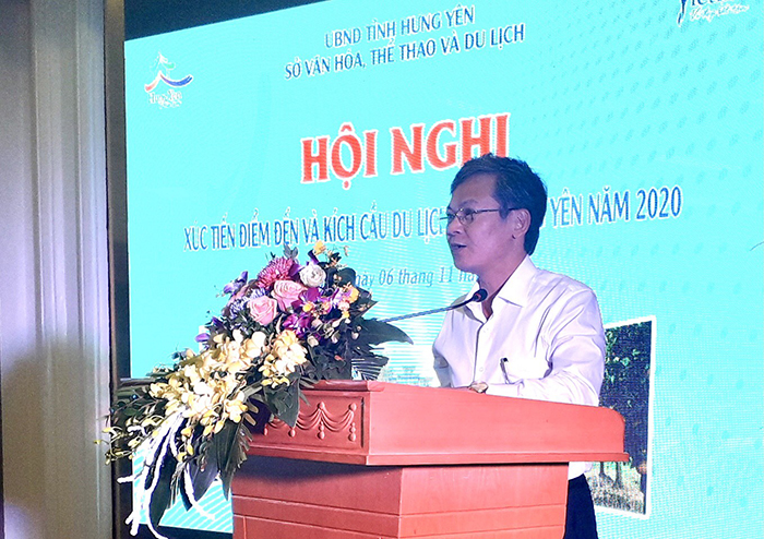 Phó Chủ tịch UBND tỉnh Hưng Yên Nguyễn Duy Hưng phát biểu tại Hội nghị. Ảnh: PB